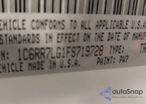 2015 Ram 1500 Outdoorsman из США, поврежденный, VIN 1C6RR7LG1FS719728